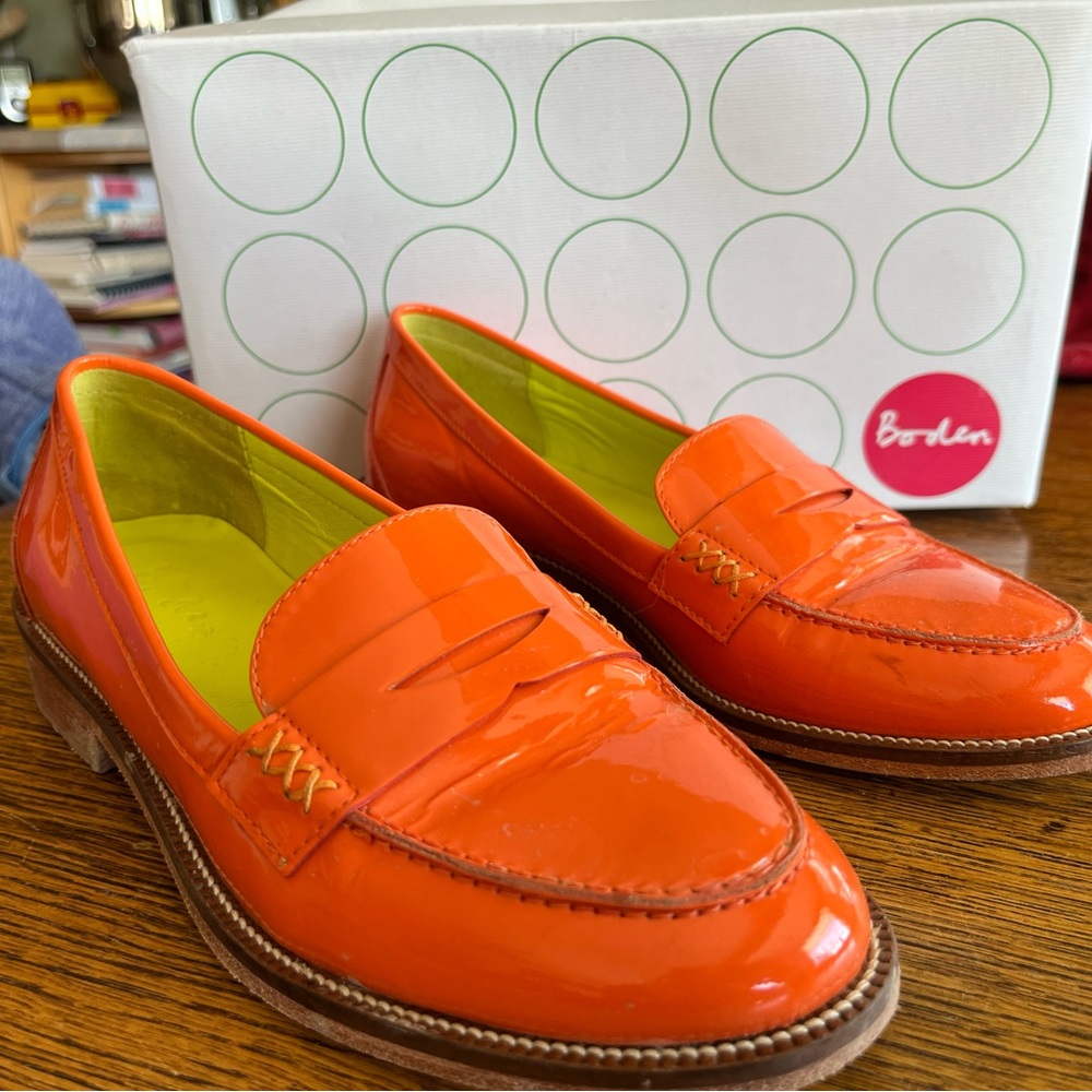 Boden orange penny loafers. Size 36 (US 5.5).